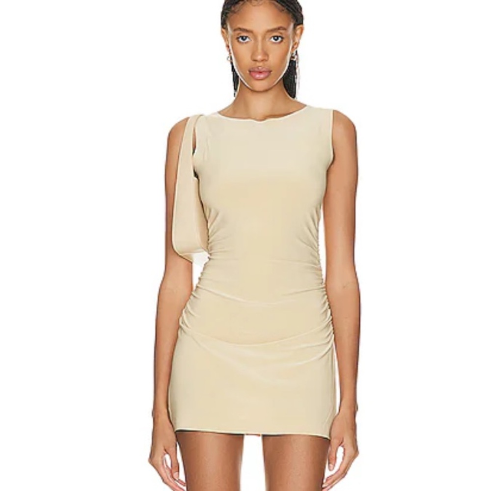 NWT NORMA KAMALI Sleeveless Pickleball Mini Dress Sand Large Revolve